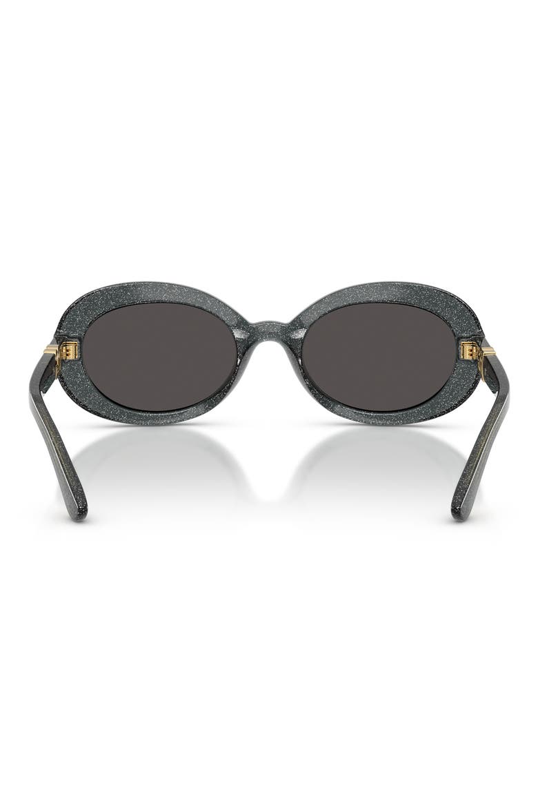 49mm Oval Sunglasses, Alternate, color, GLITTER BLACK / DARK GREY