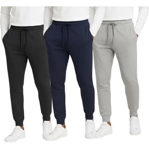 3 Pack Mens Ultra Soft Fleece Joggers Sweatpants