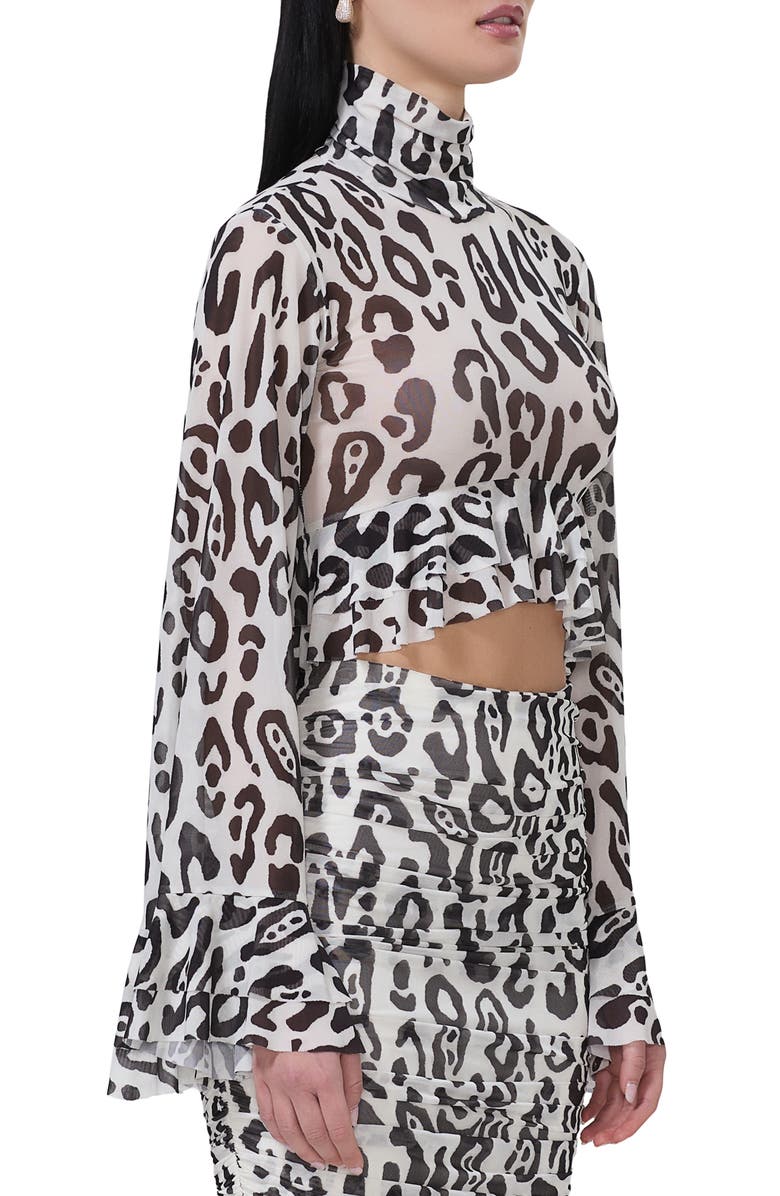 AFRM Pru Mesh High-Low Crop Top, Alternate, color, Stark Leopard