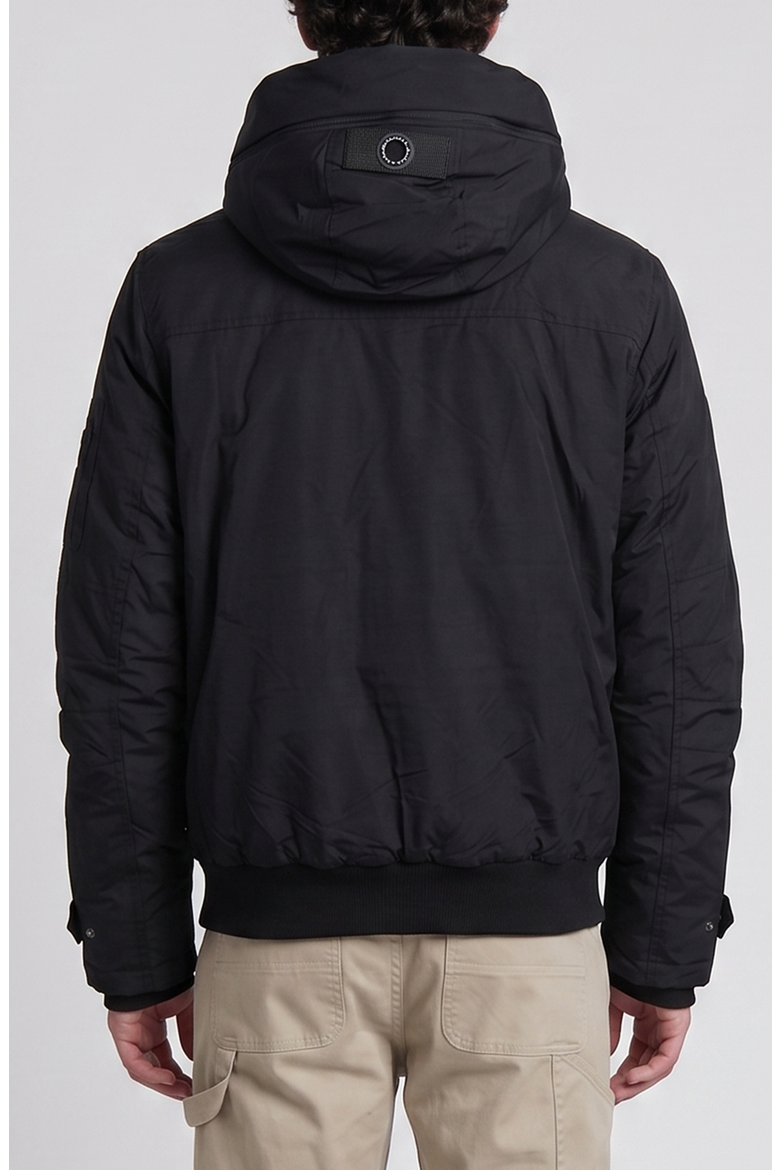 Hooded Bomber Jacket with Utility Pockets, Alternate, color, Black