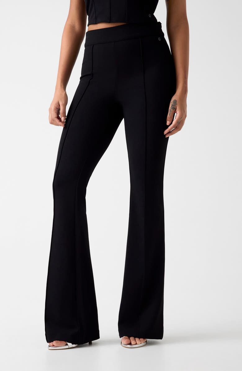 GUESS Evelina Flare Leg Stretch Pants, Alternate, color, Black