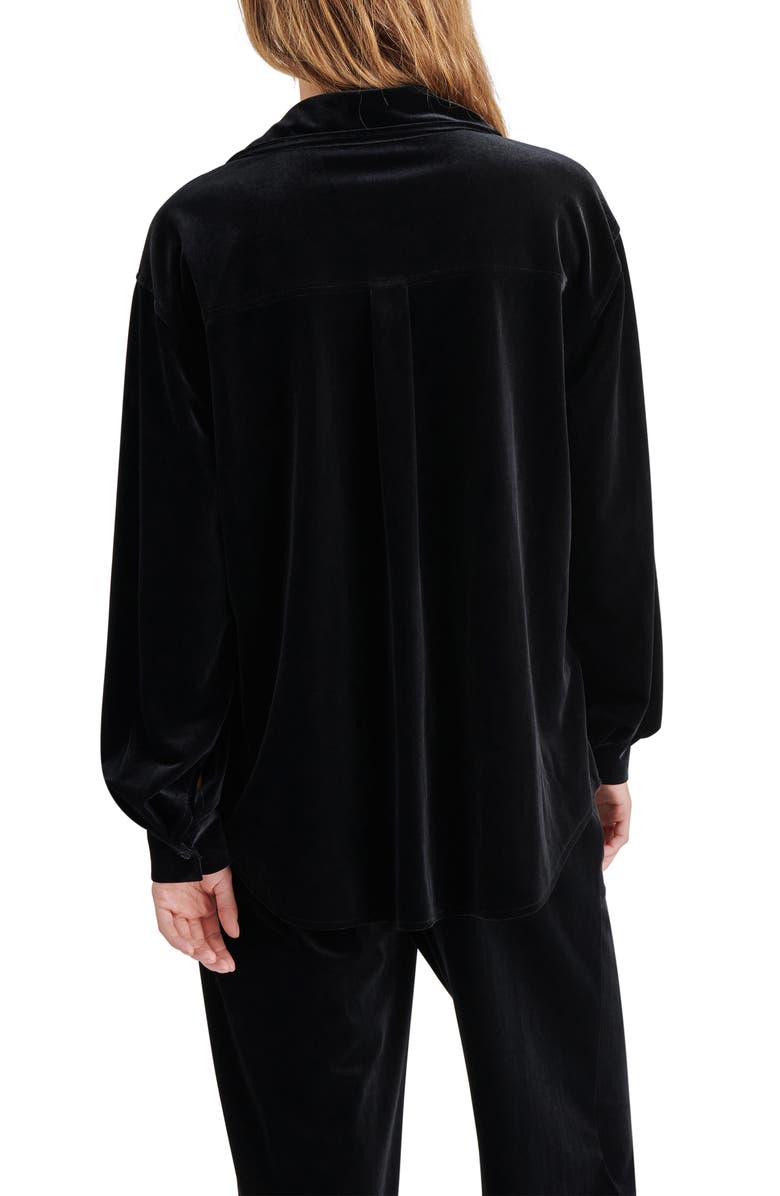Steve Madden Jaelynn Slouchy Stretch Velvet Button-Up Shirt, Alternate, color,