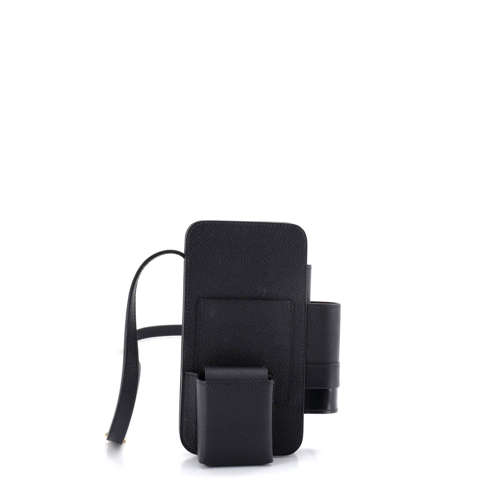 Pre-owned Hermes  Hermes Hermesway Phone Case Crossbody Bag Epsom In Black