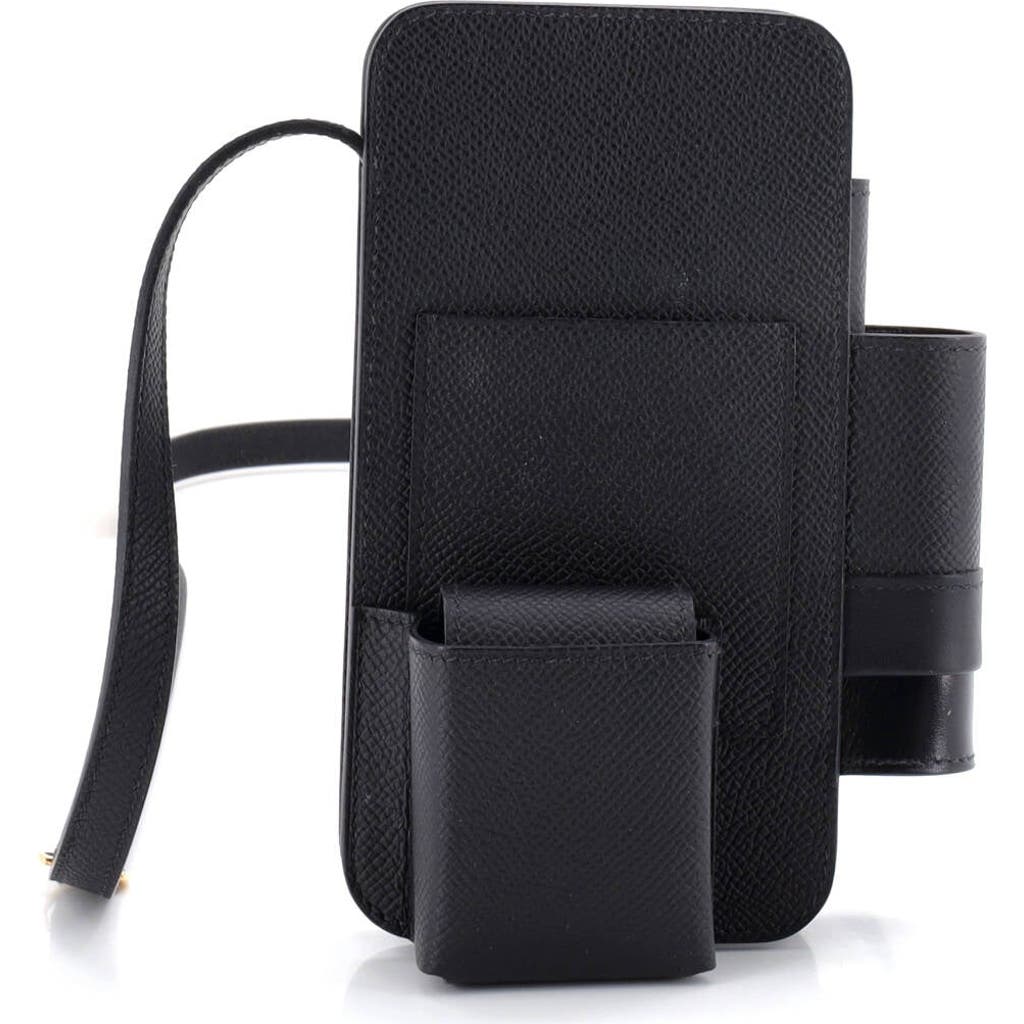 Pre-owned Hermes Hermes Hermesway Phone Case Crossbody Bag Epsom In Black