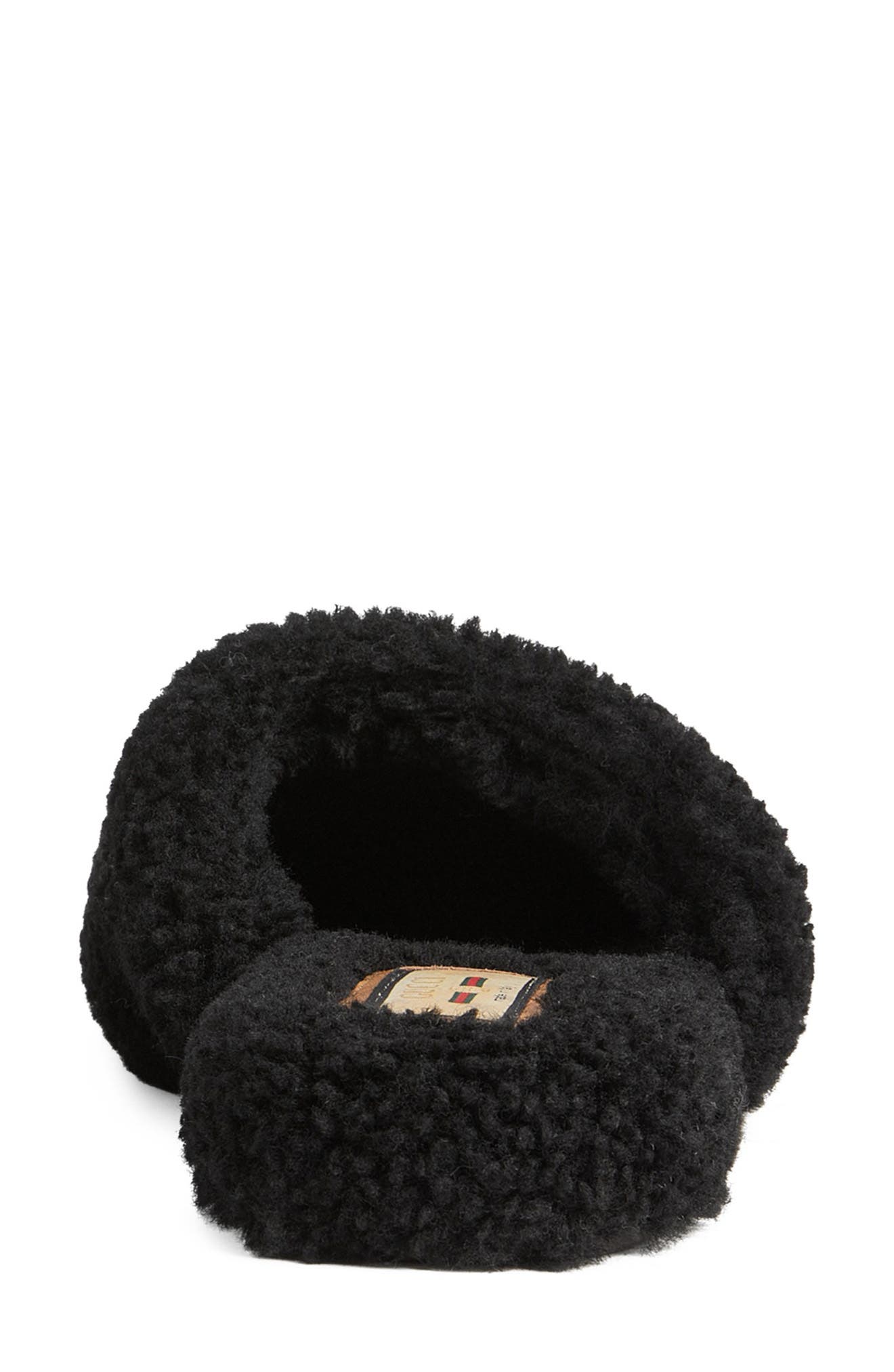 Gucci Eileen Logo Faux Shearling Slipper, Alternate, color, 