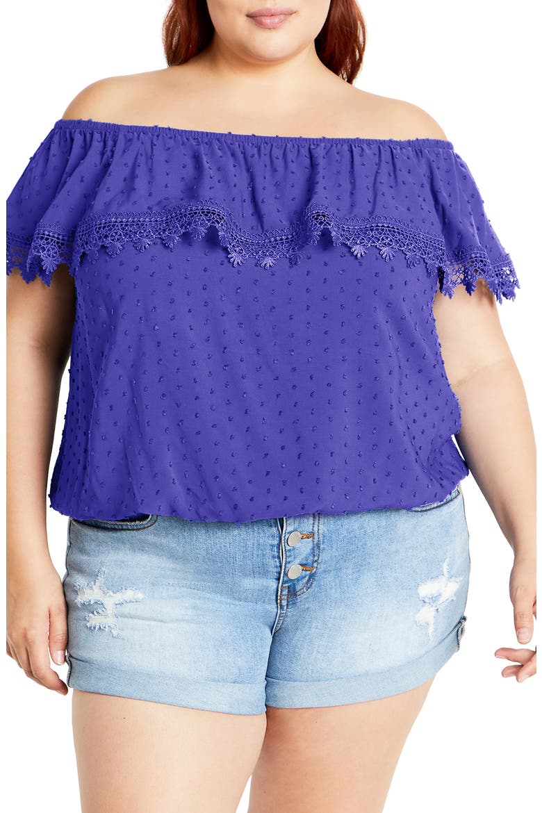 Sara Off the Shoulder Short Sleeve Top, Main, color, COBALT