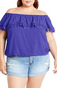 City Chic Sara Off the Shoulder Short Sleeve Top