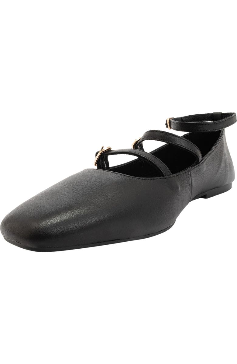 Forever & Always Shoes Serena Leather Mary Jane Flats, Alternate, color, Black Leather