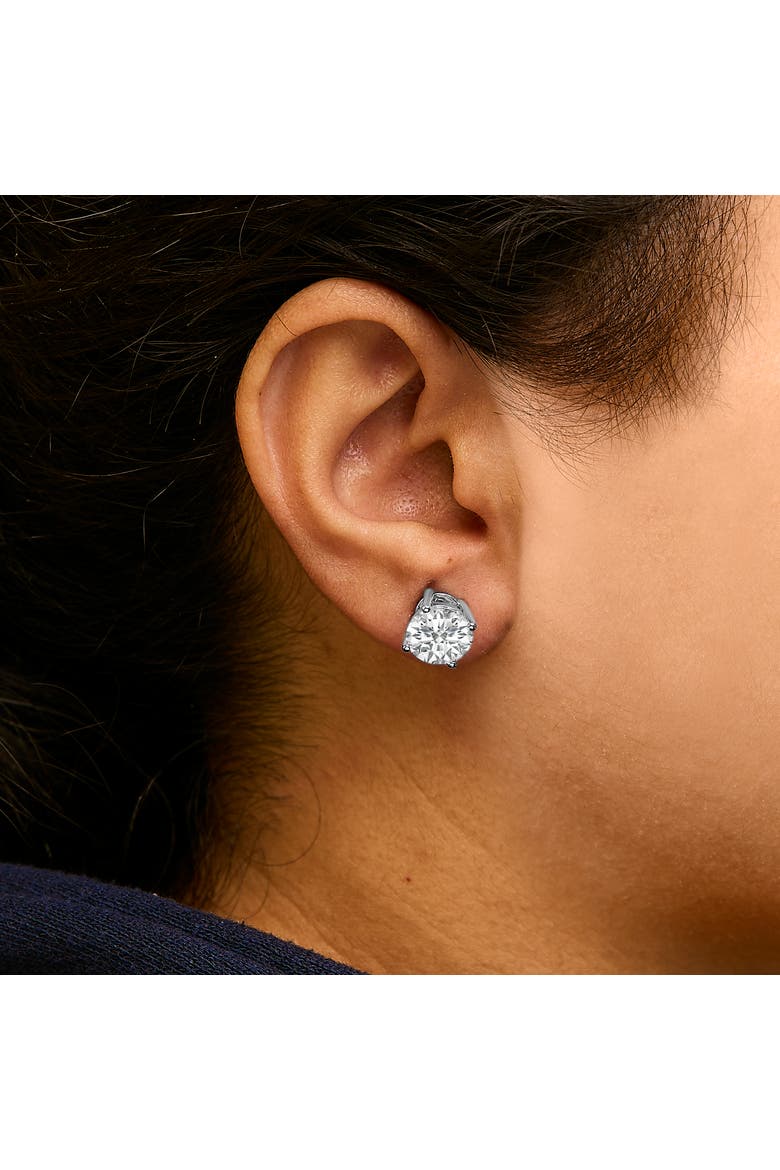 14K White Gold 6.00 Cttw Round Lab Grown Diamond Solitaire Stud Earrings, Alternate, color, White