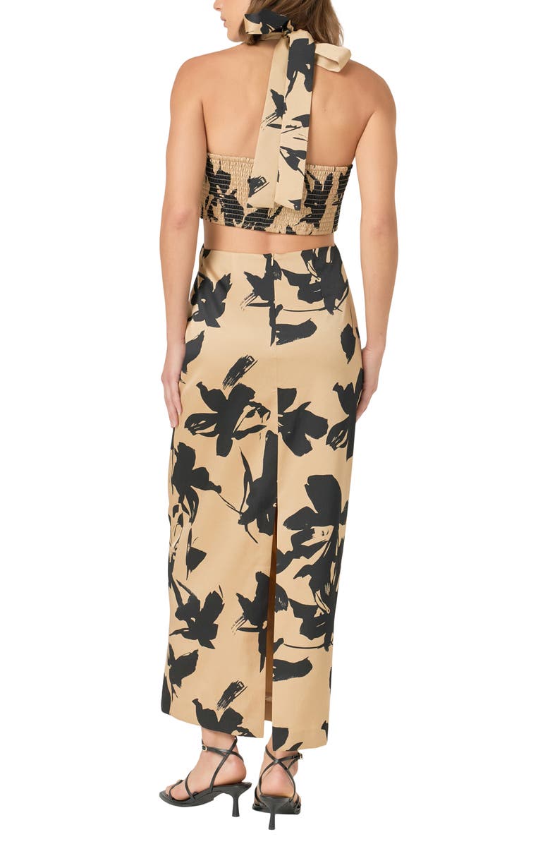 Endless Rose Floral Cutout O-Ring Maxi Dress, Alternate, color, Beige/ Black