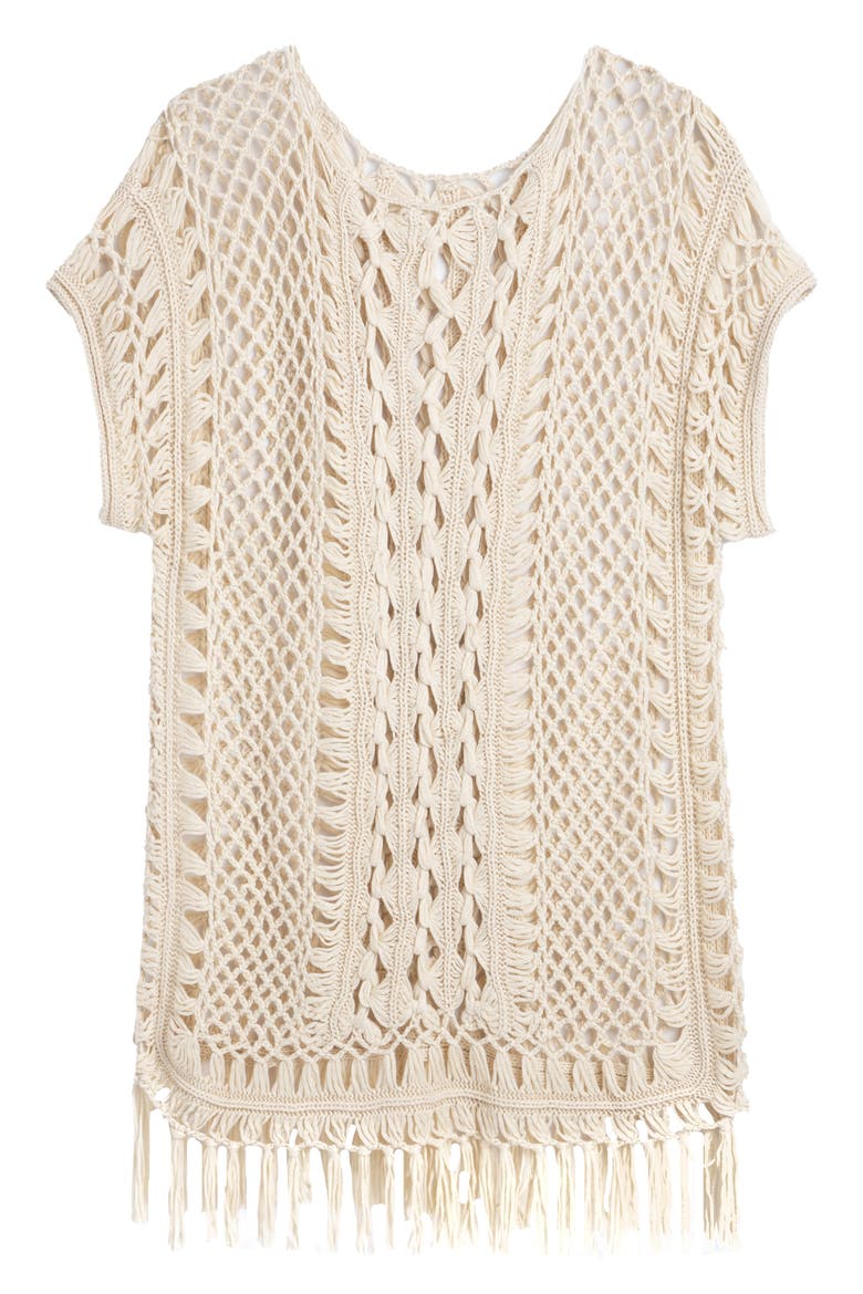 Fringe Crochet Poncho, Alternate, color, IVORY