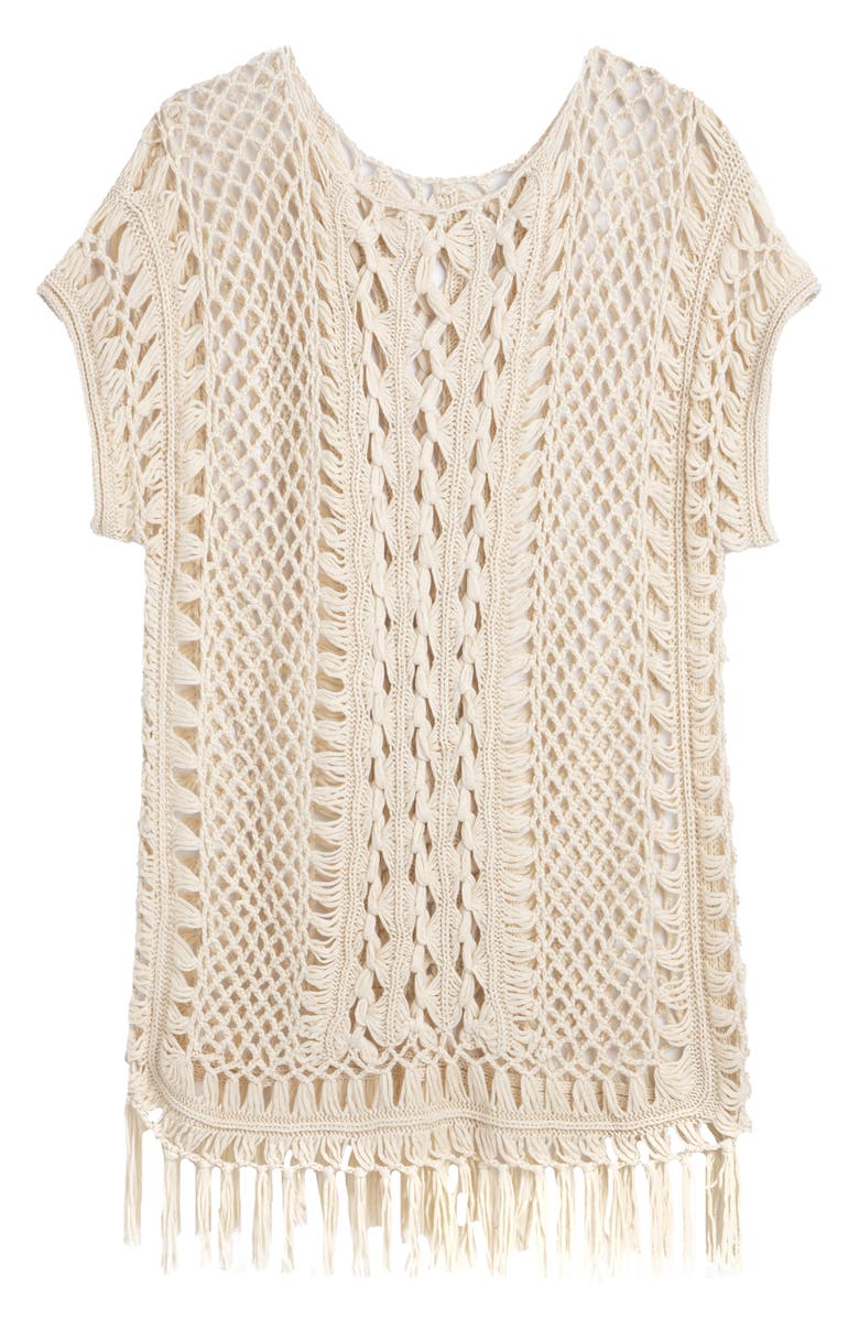 SAACHI Fringe Crochet Poncho, Alternate, color, Ivory