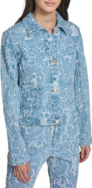 KARL LAGERFELD PARIS Floral Jacquard Denim Jacket
