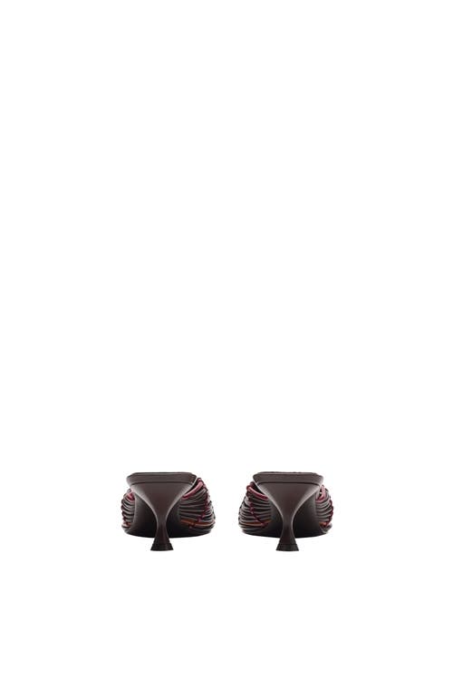 Burberry Check Woven Leather Cameo Mules In Red