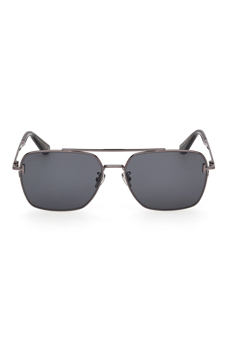 60mm Navigator Sunglasses, Main, color, SHINY GUNMETAL / SMOKE LENS