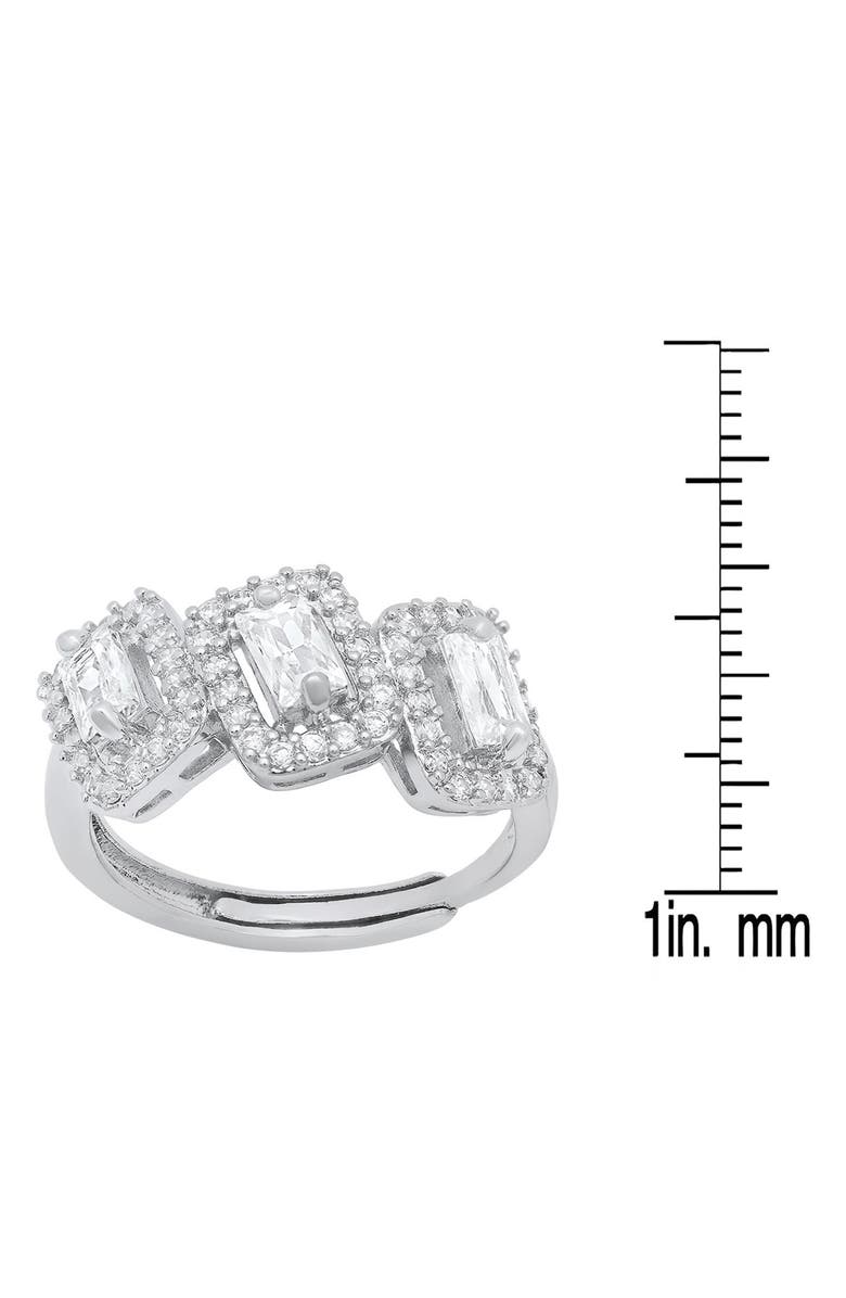 HMY JEWELRY 18K White Gold Simulated Diamond Halo Ring, Alternate, color, Silver