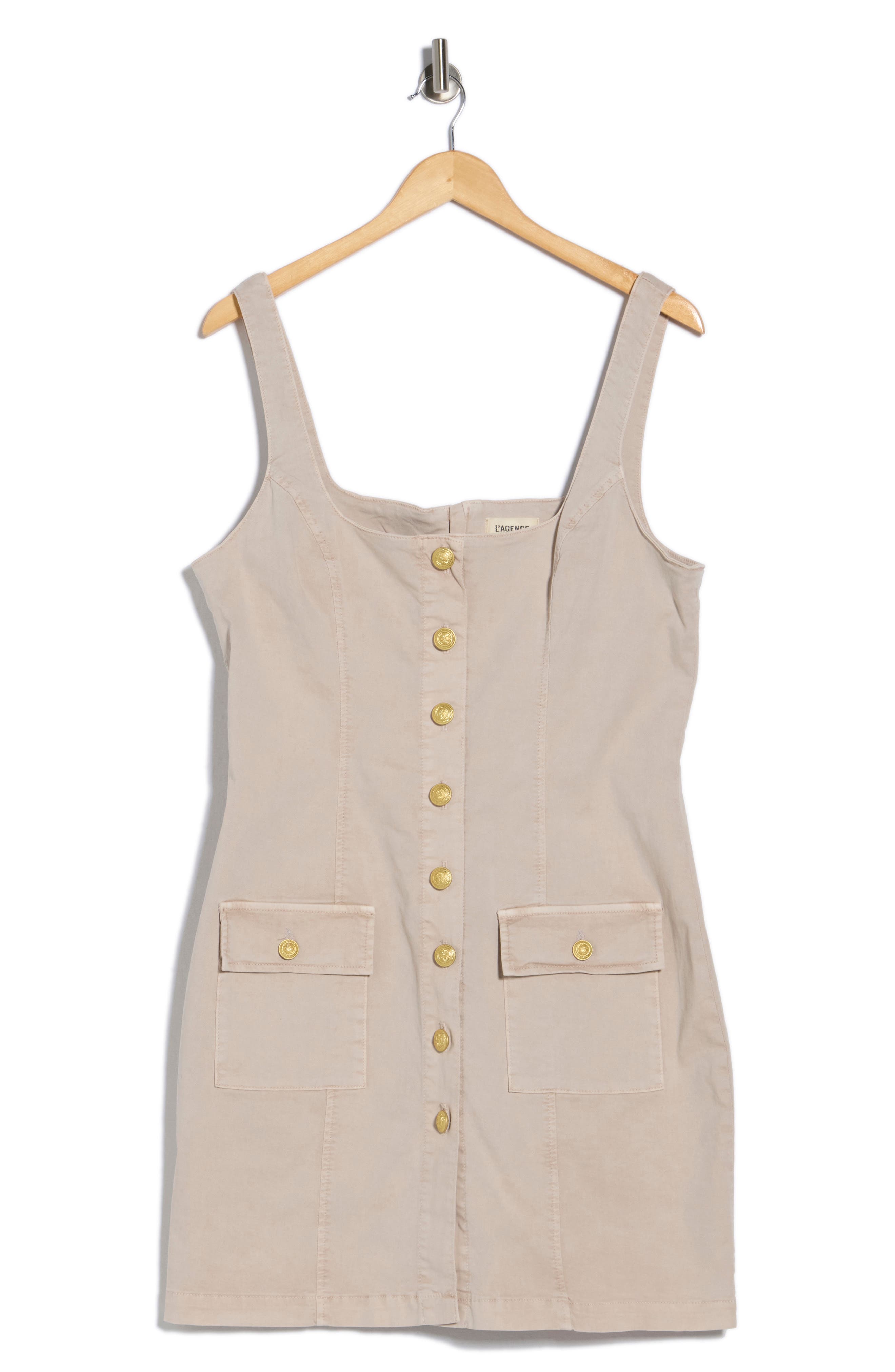 L'AGENCE Midy Button Front Stretch Cotton Tank Dress
