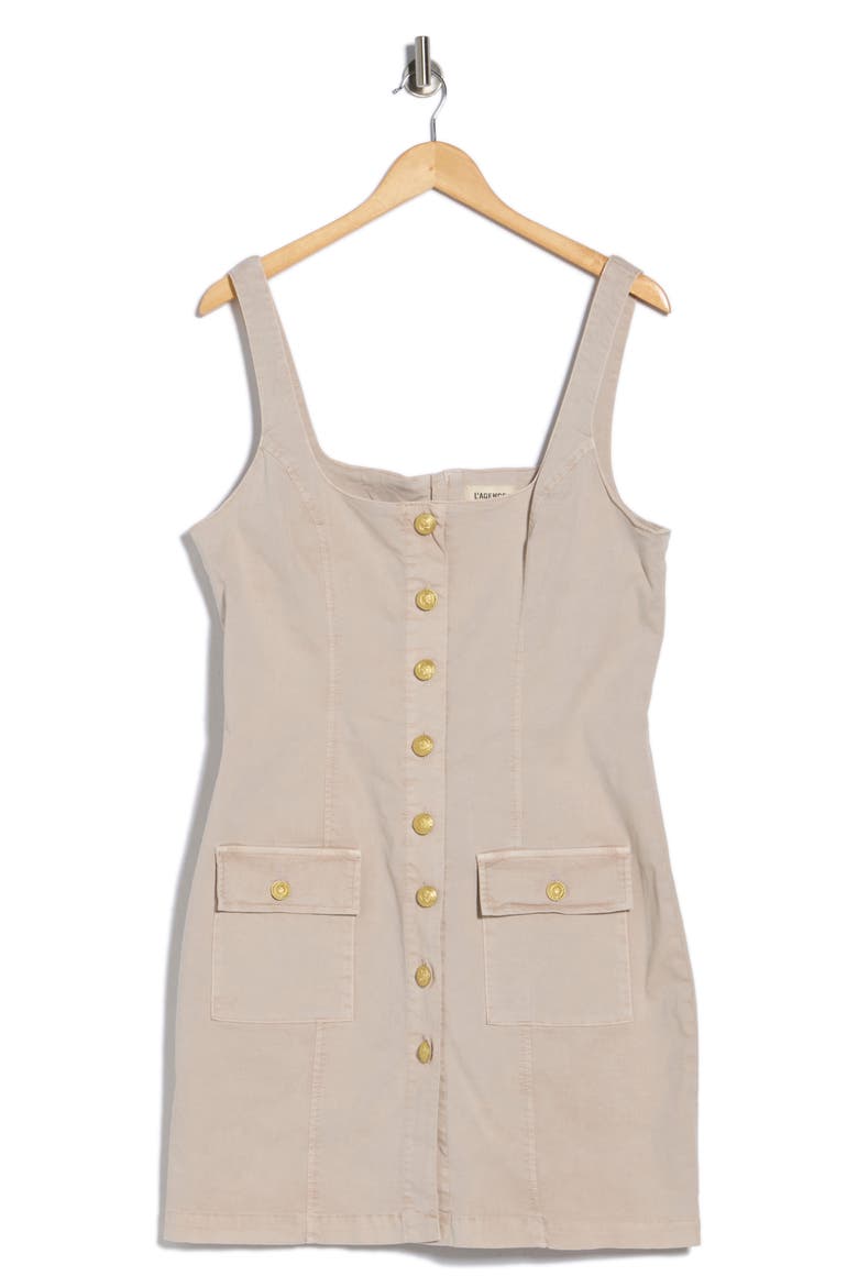 Midy Button Front Stretch Cotton Tank Dress, Main, color, BISCUIT