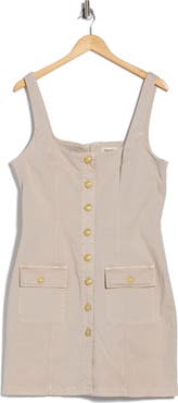 L'AGENCE Midy Button Front Stretch Cotton Tank Dress