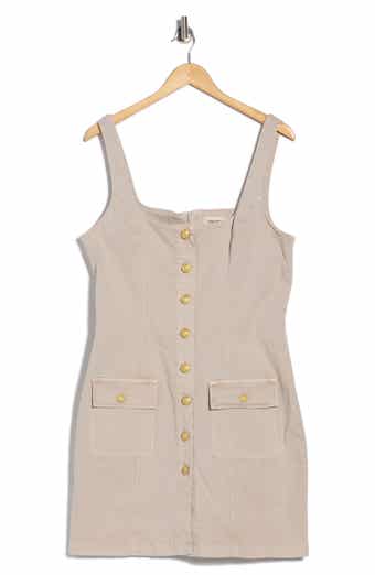 L'AGENCE Midy Button Front Stretch Cotton Tank Dress