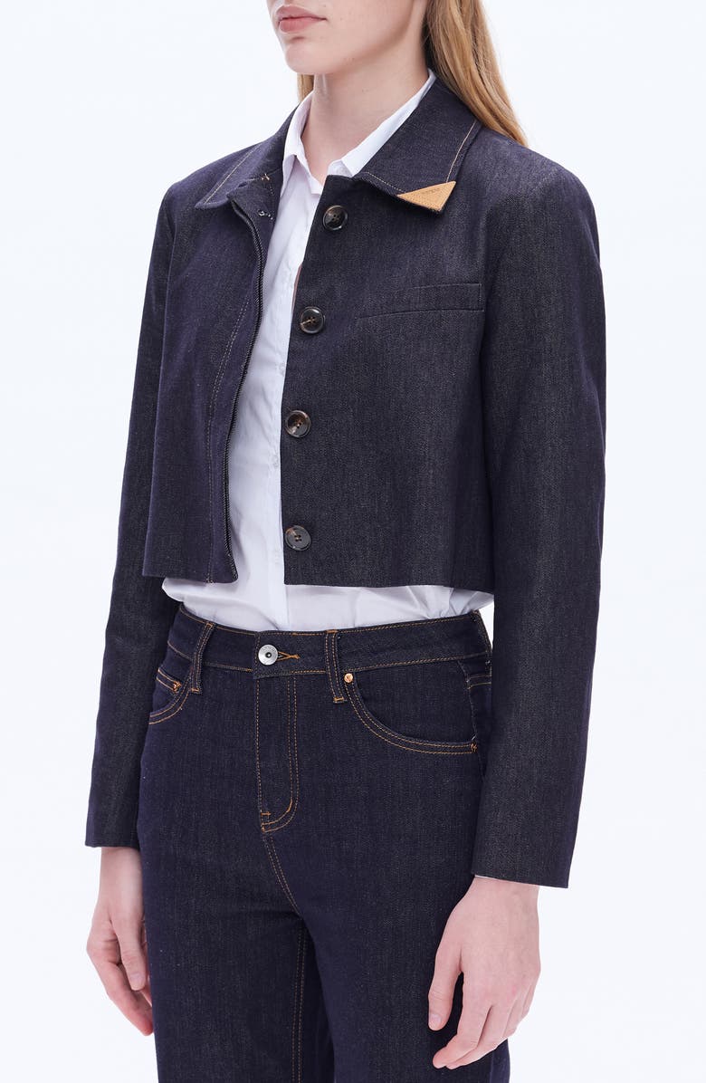 Bayeas Patrick Crop Denim Jacket, Alternate, color, Rinse Wash