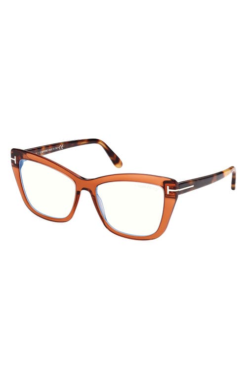 Tom Ford 55mm Cat Eye Blue Light Blocking Optical Glasses In Blue