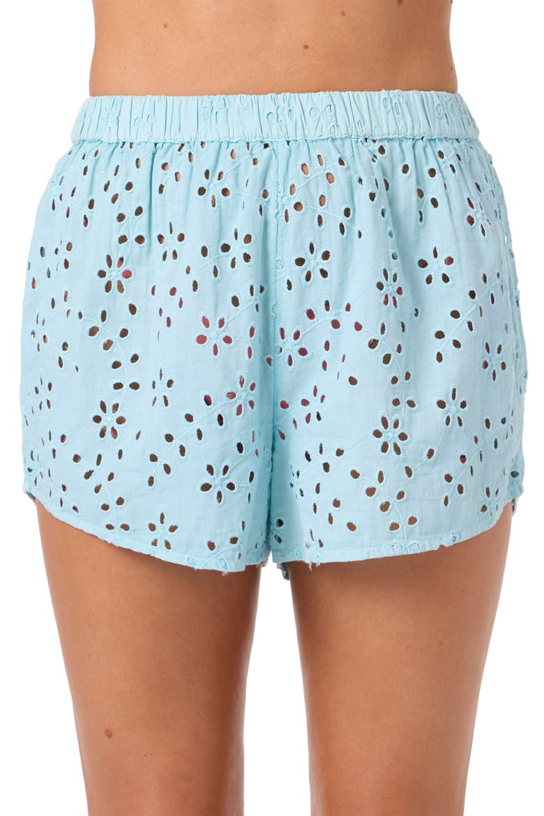 Pam Cotton Eyelet Cover-Up Shorts, Main, color, STRATOSPHERE
