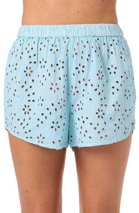 Pam Cotton Eyelet Cover-Up Shorts