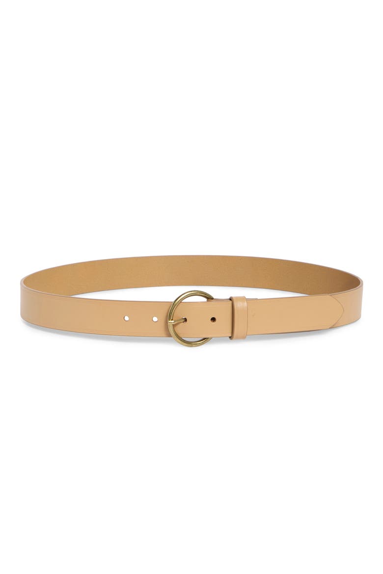 Leather Circular Buckle Belt, Main, color, TAN