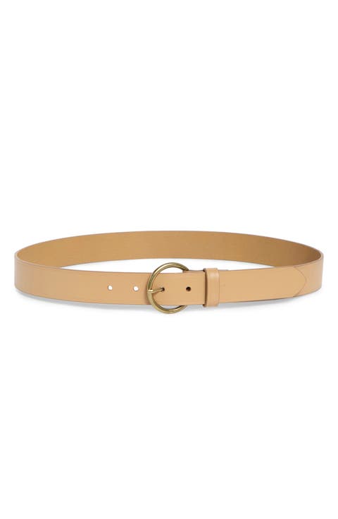 Leather Circular Buckle Belt