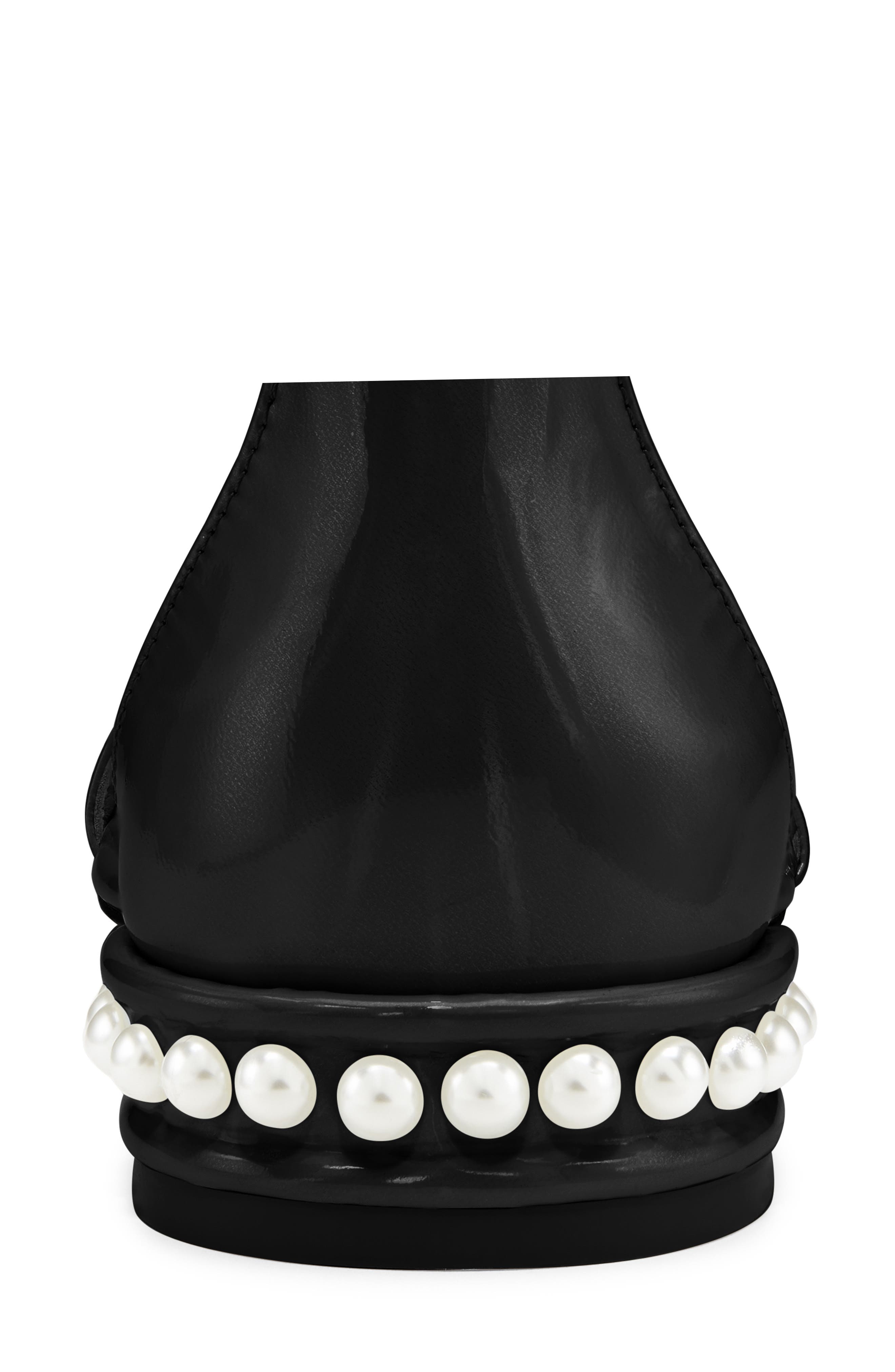 Stuart Weitzman Nudistcurve Imitation Pearl Flat Sandal, Alternate, color, 