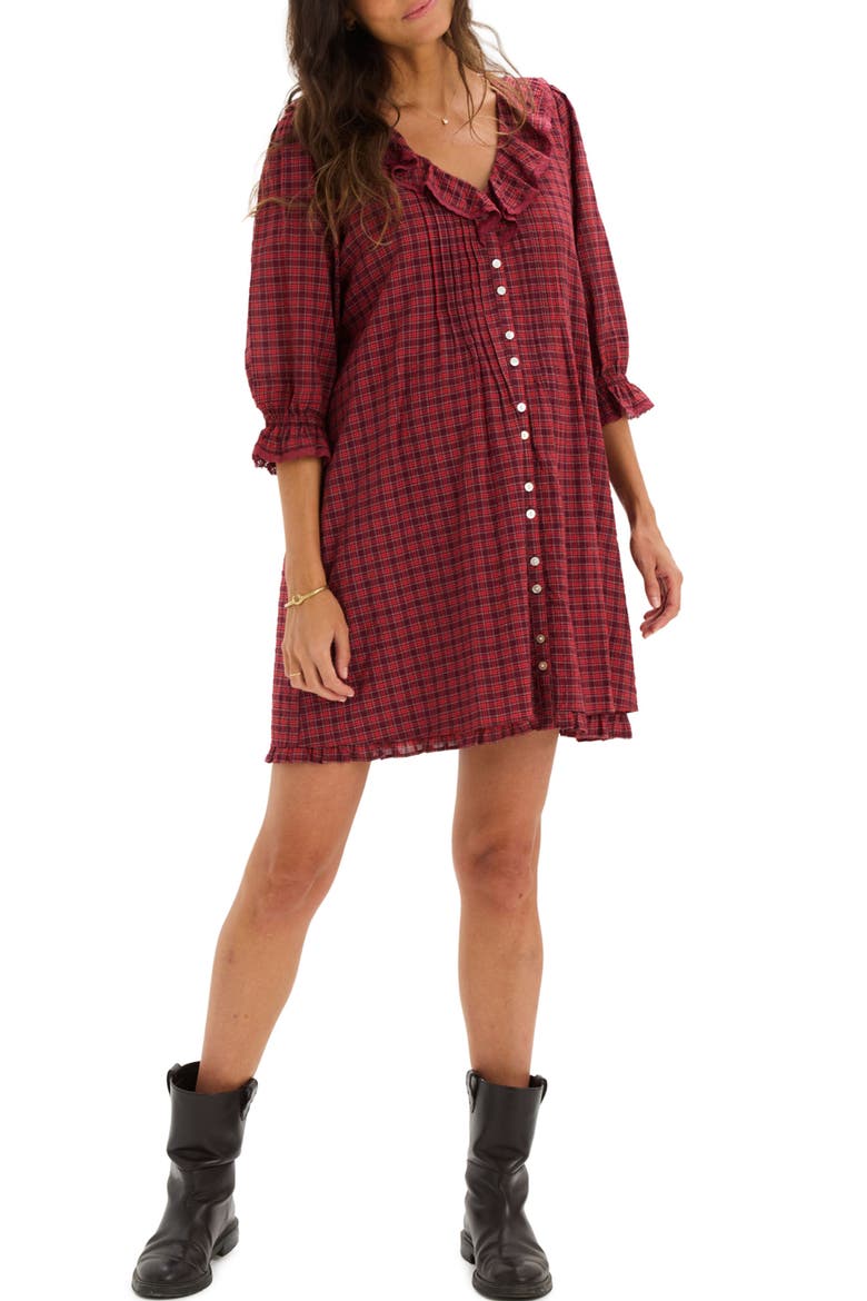 The Lou Lou Nursing Mini Dress, Alternate, color, Red Mini Plaid