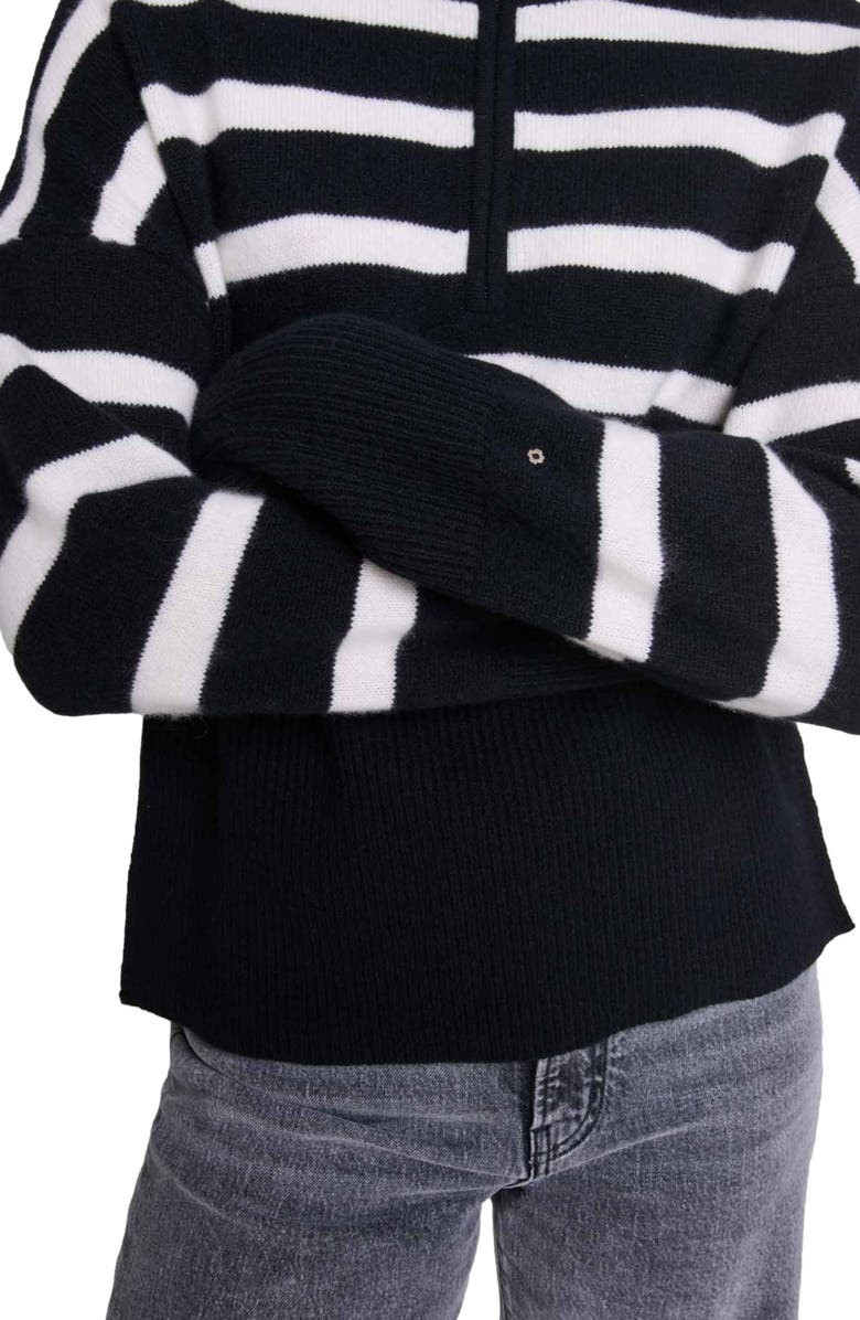 maje Stripe print high-neck sweater, Alternate, color, 