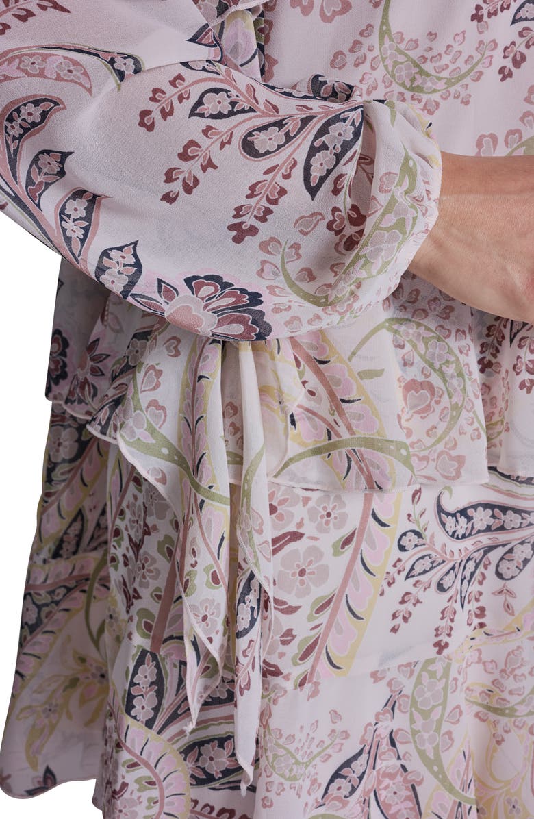 BCBG Paisley Long Sleeve Tiered Minidress, Alternate, color, 