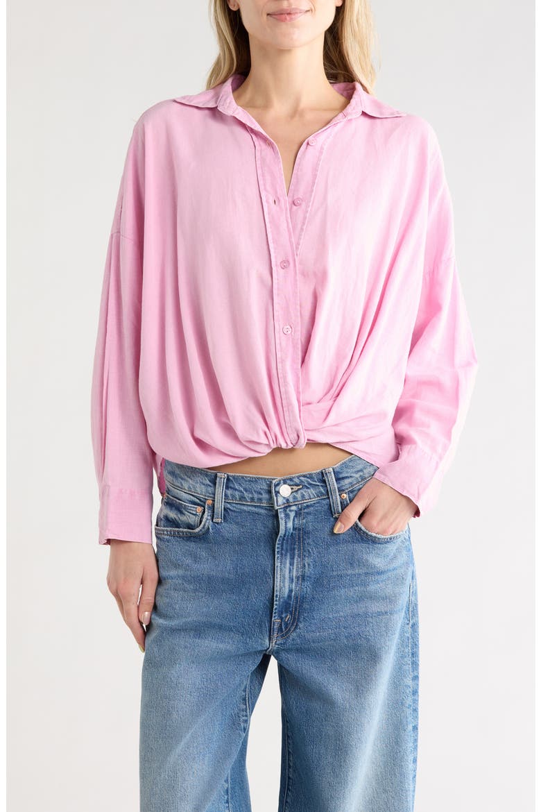 Tourist Linen Blend Button-Up Shirt, Main, color, PURPLE JASMINE MINERAL
