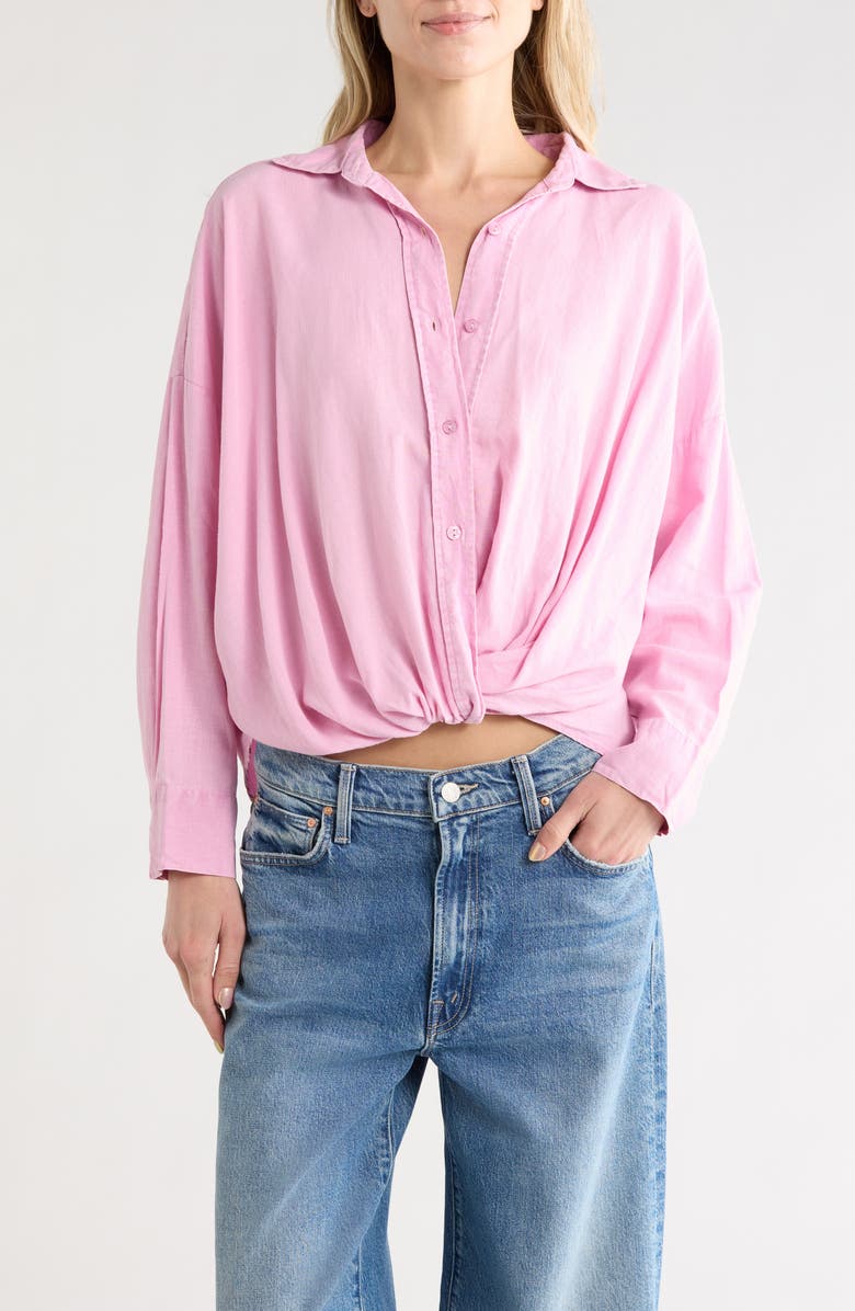 Young, Fabulous & Broke Tourist Linen Blend Button-Up Shirt, Main, color, Purple Jasmine Mineral