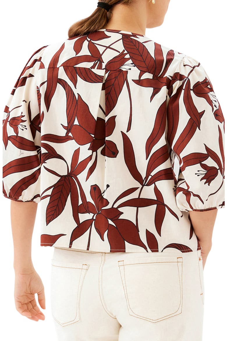 Puff Sleeve Button-Up Shirt, Alternate, color, PRINT