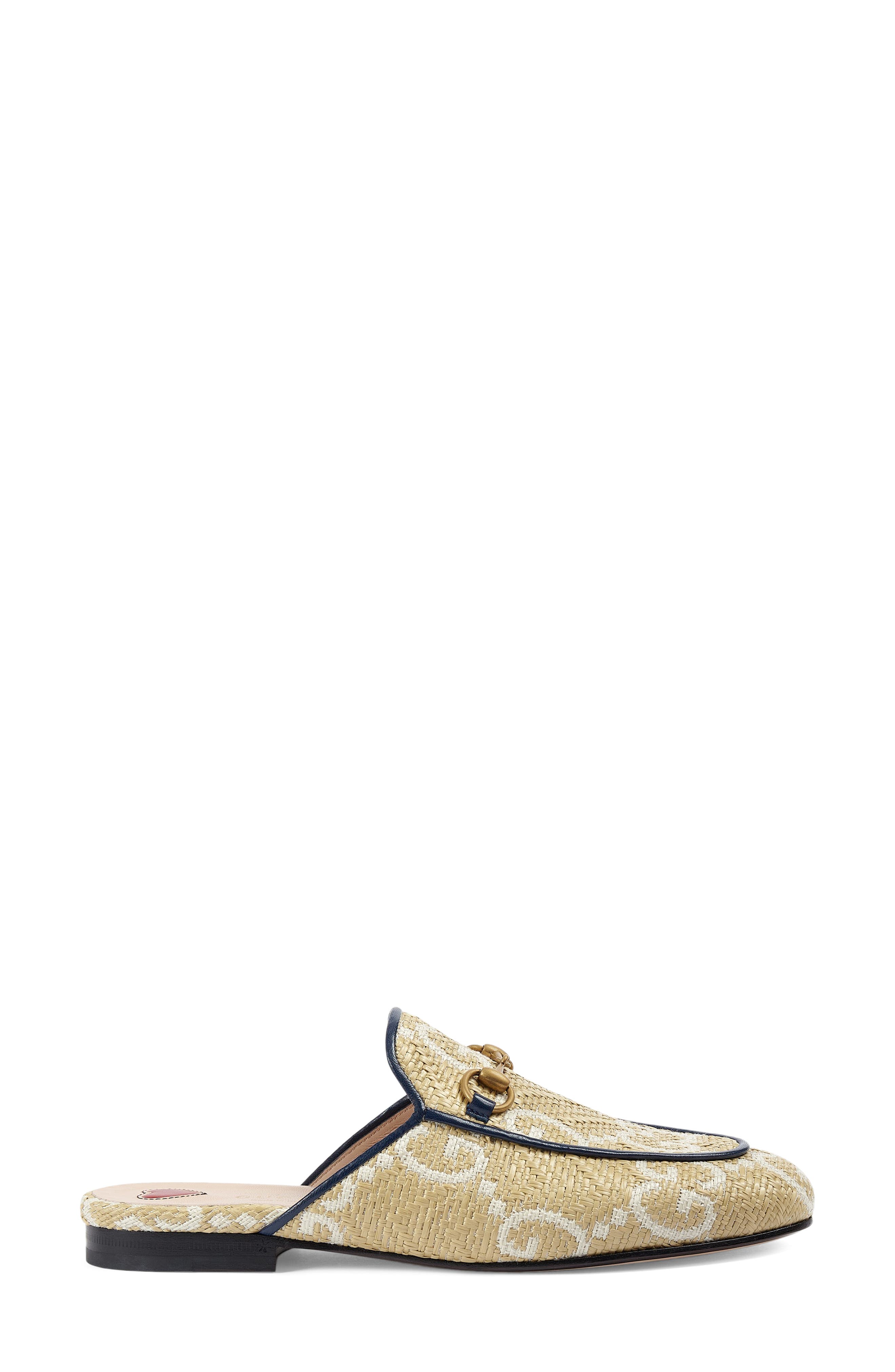 Gucci Princetown Raffia GG Logo Loafer Mule, Alternate, color, 