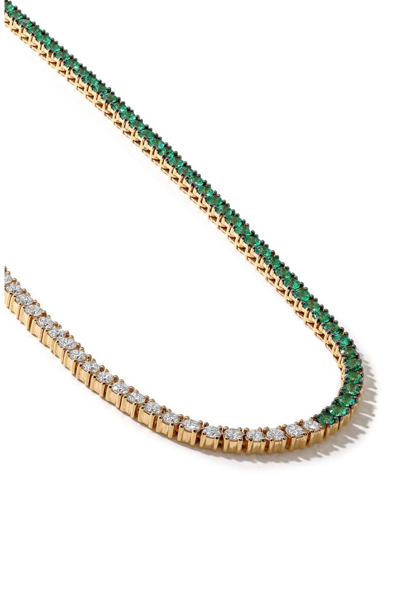 Half & Half Emerald and Diamond Tennis Necklace, Alternate, color, EMERALD