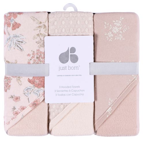 Just Born Hooded Towels Set, One Size In Pink