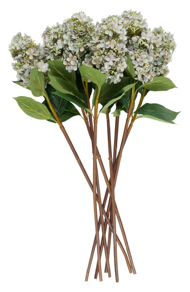 SONOMA SAGE HOME Set of Eight Blue Hydrangea Artificial Flowers, Alternate, color, Blue