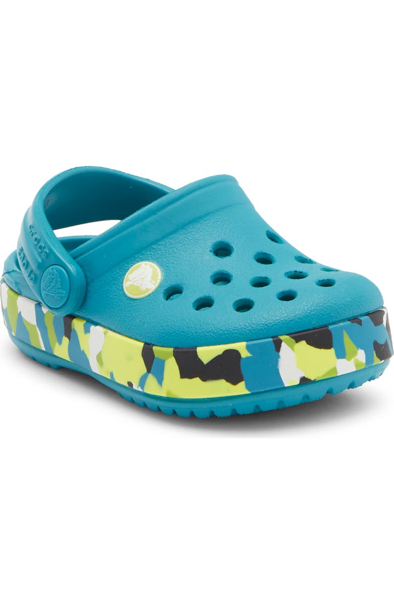 CROCS Kids' Glow Confetti Clog, Main, color, Turbo Teal/ Multi