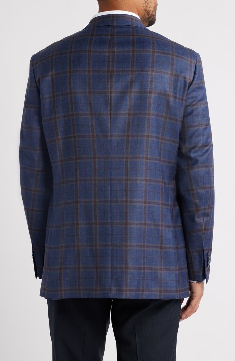 Peter Millar Flynn Classic Fit Navy & Brown Plaid Wool Sport Coat, Alternate, color, Blue