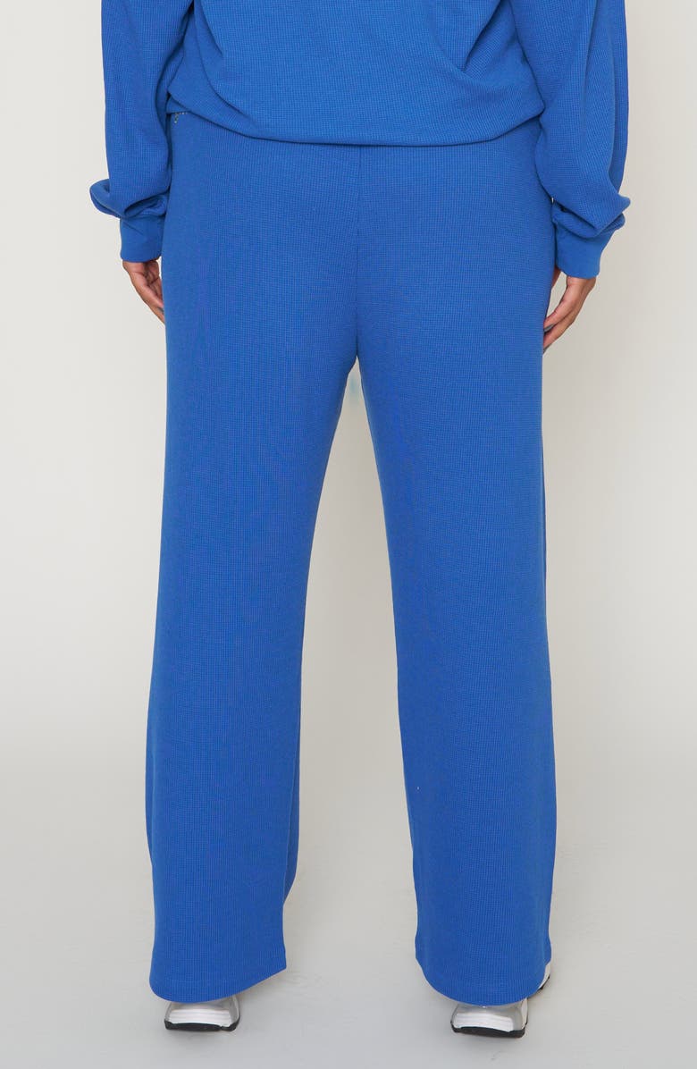 THE MAYFAIR GROUP Sunny Days Are Coming Waffle Knit Wide Leg Sweatpants, Alternate, color, Blue