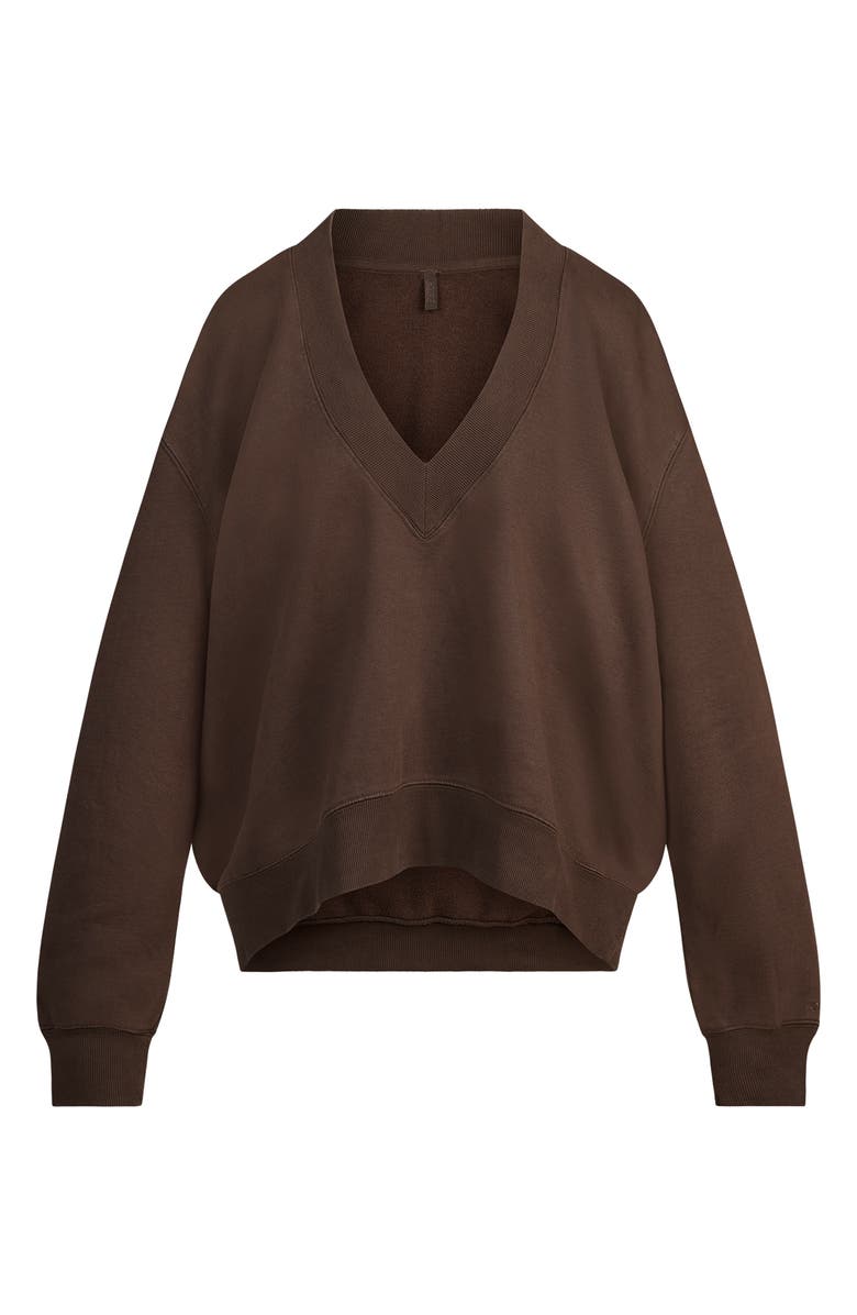 SKIMS V-Neck Fleece Pullover, Alternate, color, Espresso