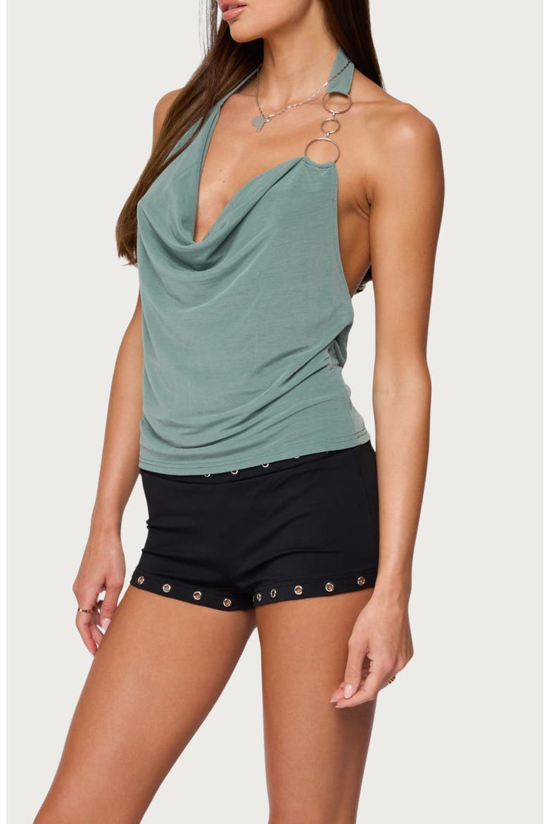 Rhia Ring Cowl Neck Halter Top, Alternate, color, GREEN