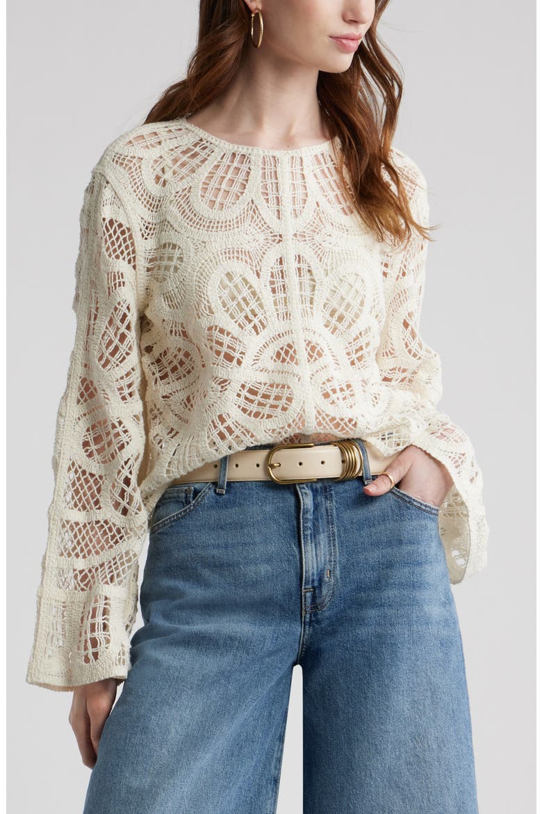 Crochet Top, Main, color, IVORY DOVE