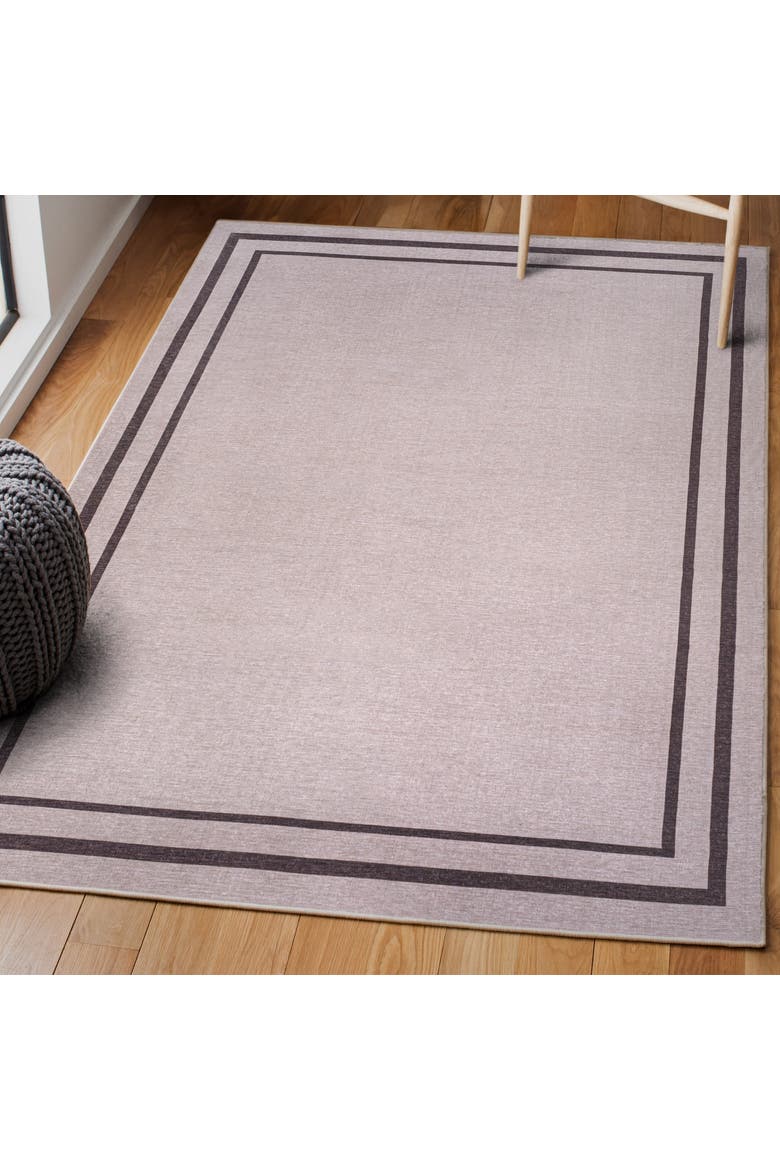 Sloane Classic 2-Stripe Border Washable Area Rug, Alternate, color, Light Purple/Purple