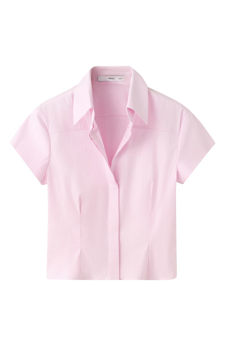 MANGO Featuring Hailey Bieber Gigi Short Sleeve Button-Up Shirt, Alternate, color, Light Pink