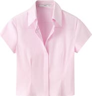 MANGO Starring Hailey Bieber Gigi Short Sleeve Button-Up Shirt
